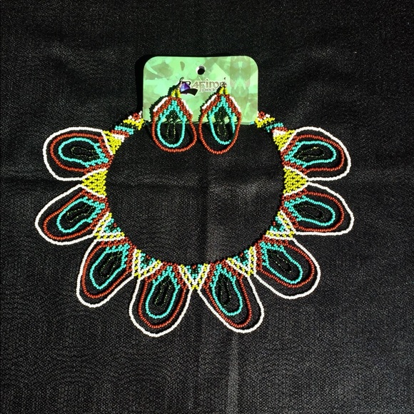 Gift Handmade Beaded Choker Necklace Earrings Brand new. Stunning workmanship. - Picture 3 of 8